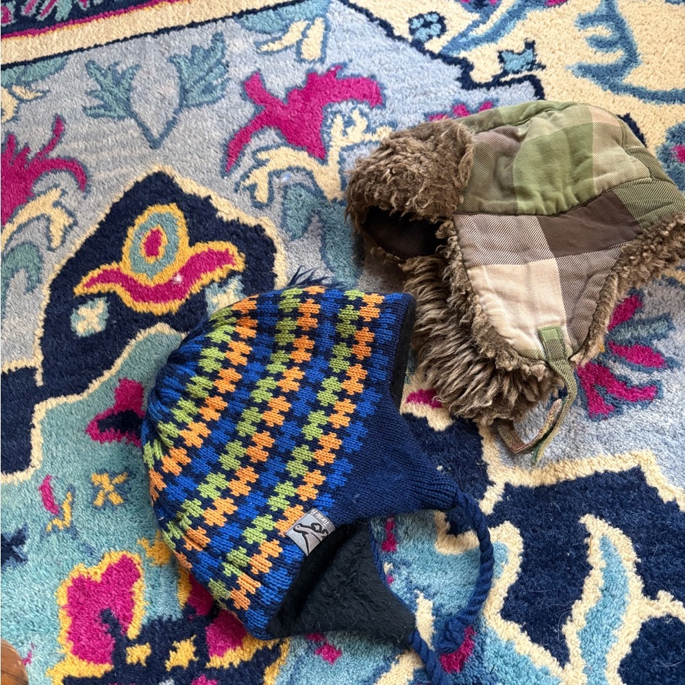Turtle Fur Gymboree boys Navy Knit Earflap bomber fur Hats winter bundle lot